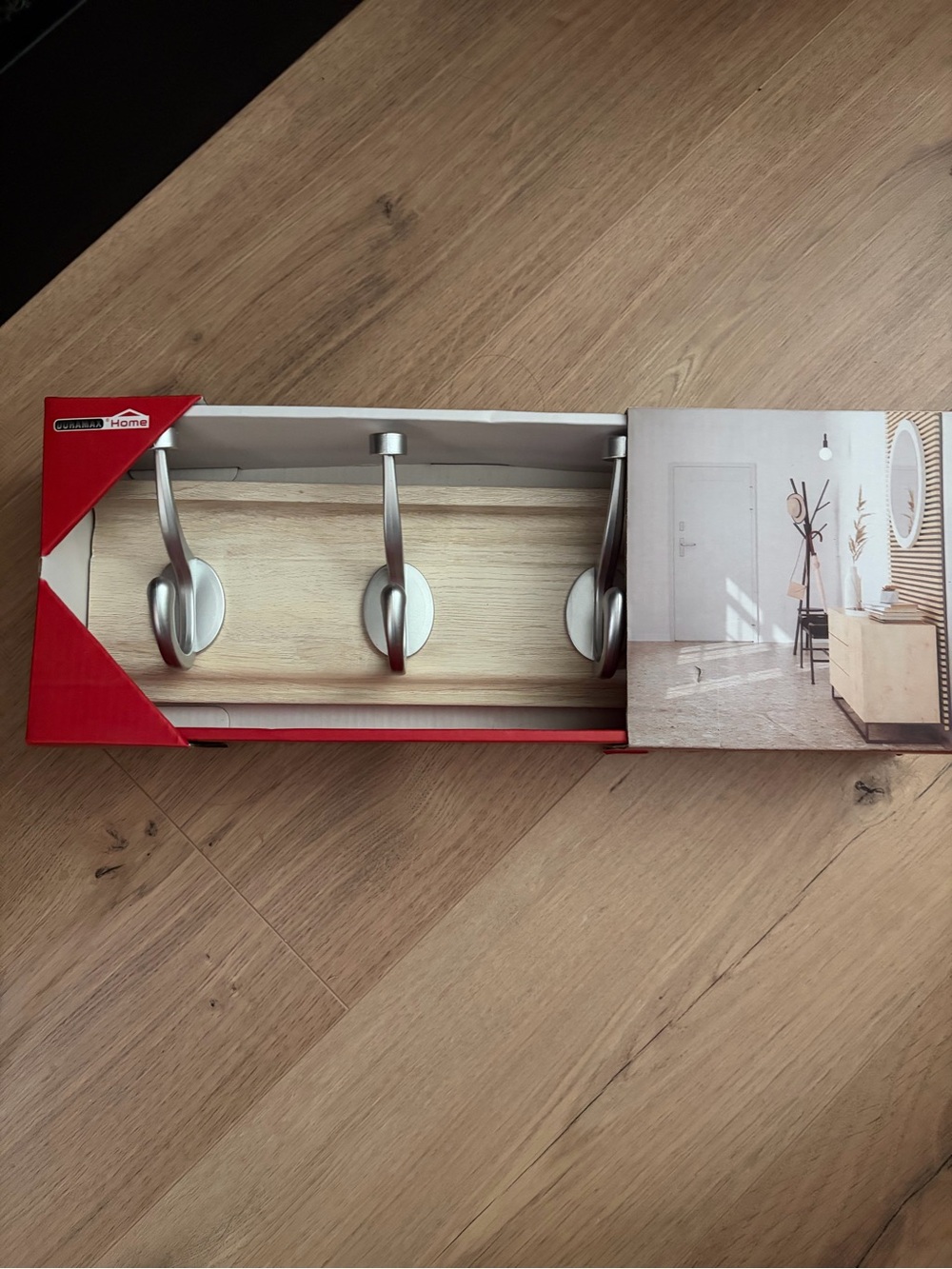 Coat Hook Rack with 3 Silver Hooks - Brand